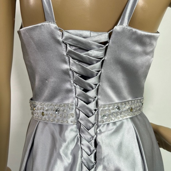 Vnaix Bridals Womens Wedding Dress Long Satin Halter Pockets Grey, Sz 8 - Picture 16 of 16